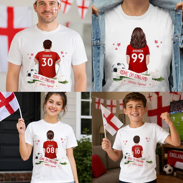 Personalized England Soccer Fan Classic Tee, Player Back View Design, Unique Gift for Family Match Days - Image 7