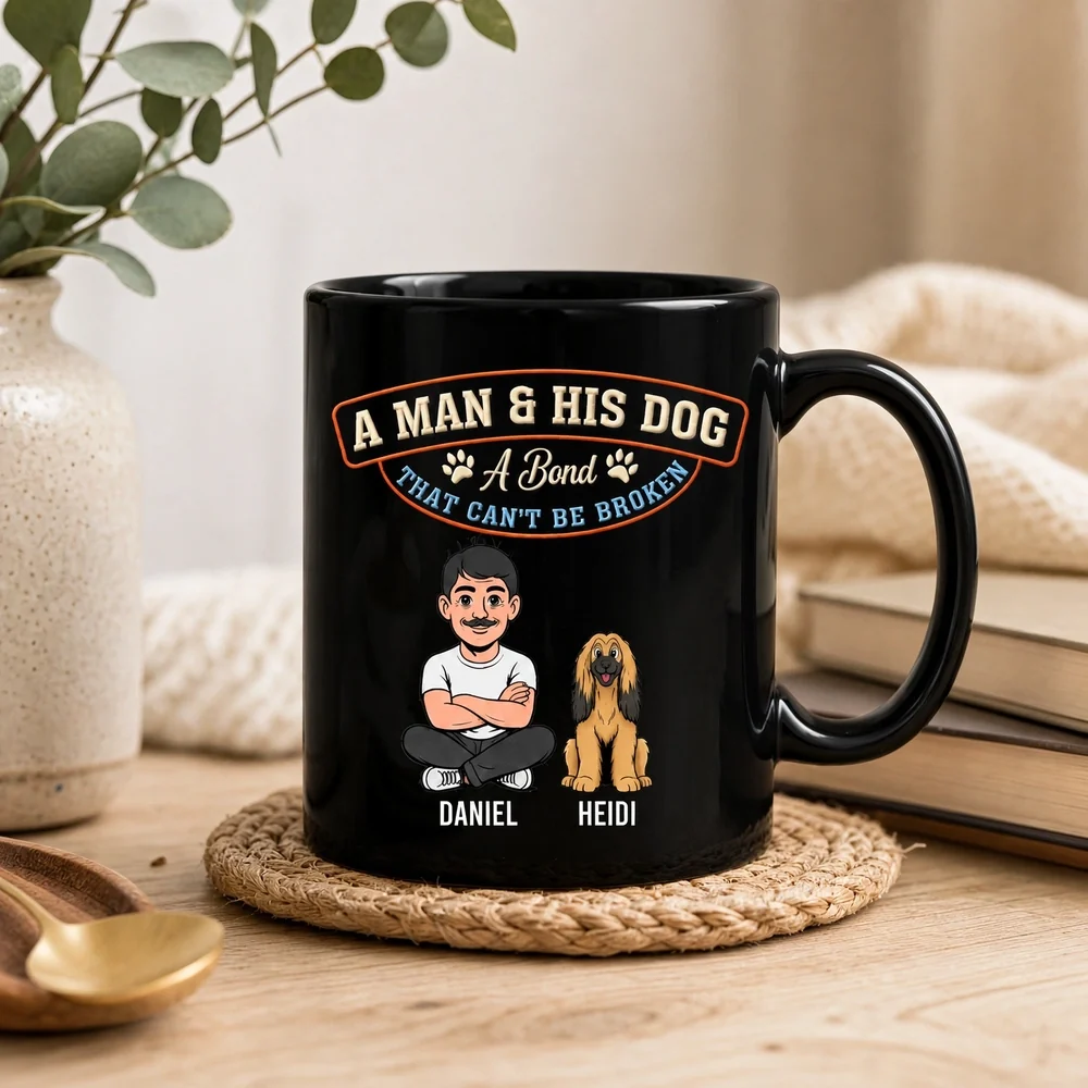 Custom Full Color Mug for Dog Dads, Unbreakable Bond Quote, Creative Gift for Coffee Time