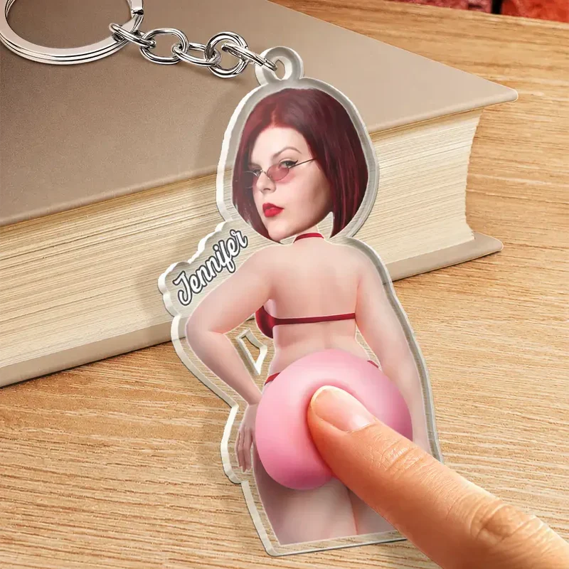 Custom Face Keychain with Pink Sunglasses Look, Playful Unique Gift for Her & Best Friend - Image 3