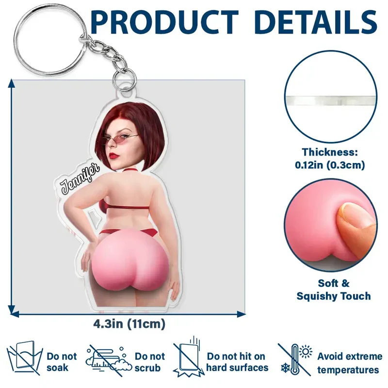 Custom Face Keychain with Pink Sunglasses Look, Playful Unique Gift for Her & Best Friend - Image 4