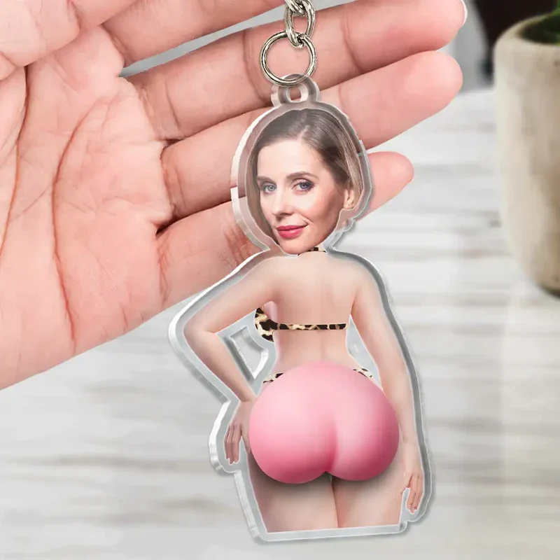 Custom Face Keychain with Pink Sunglasses Look, Playful Unique Gift for Her & Best Friend - Image 6