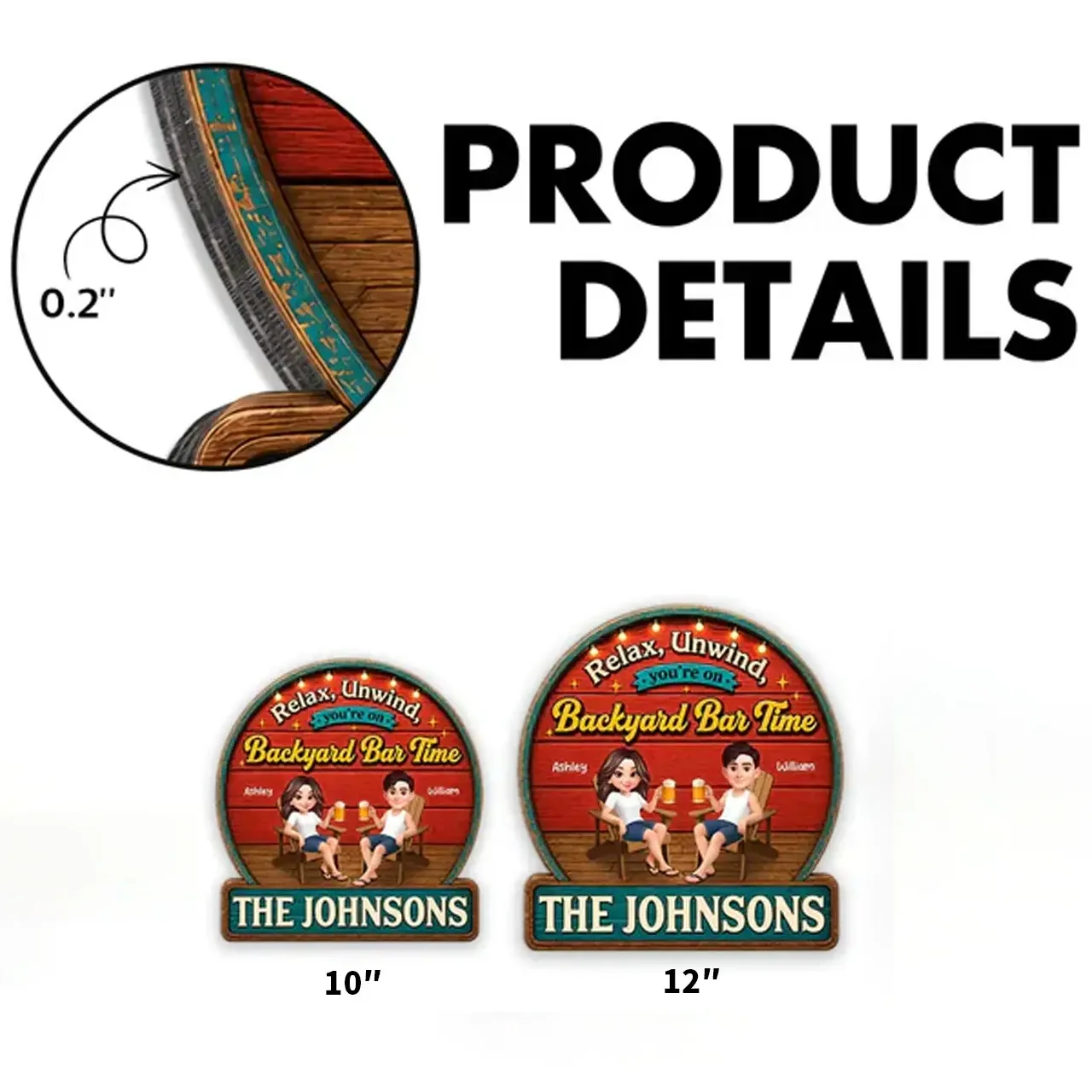 Personalized Wooden Sign with Relax & Unwind Backyard Bar Design, Creative Gift for Couple - Image 4