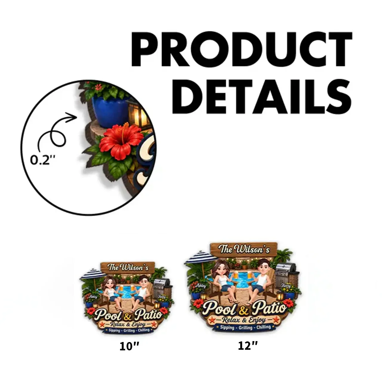 Personalized Wooden Sign, Relax & Enjoy Pool & Patio Scene, Creative Gift For Couple's Outdoor Space - Image 4