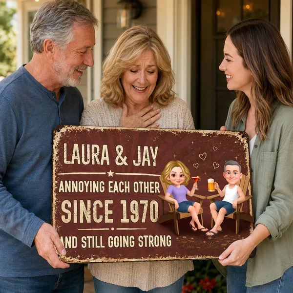 Personalized Rectangular Iron Sign, Unique Annoying Each Other Couple Gift with Garden Drinks - Image 6