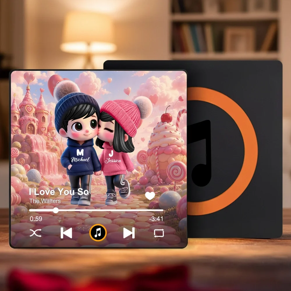 Personalized Acrylic Music Magnet, You & Me Couple Art, Pastel Candyland Scene, Unique Creative Gift