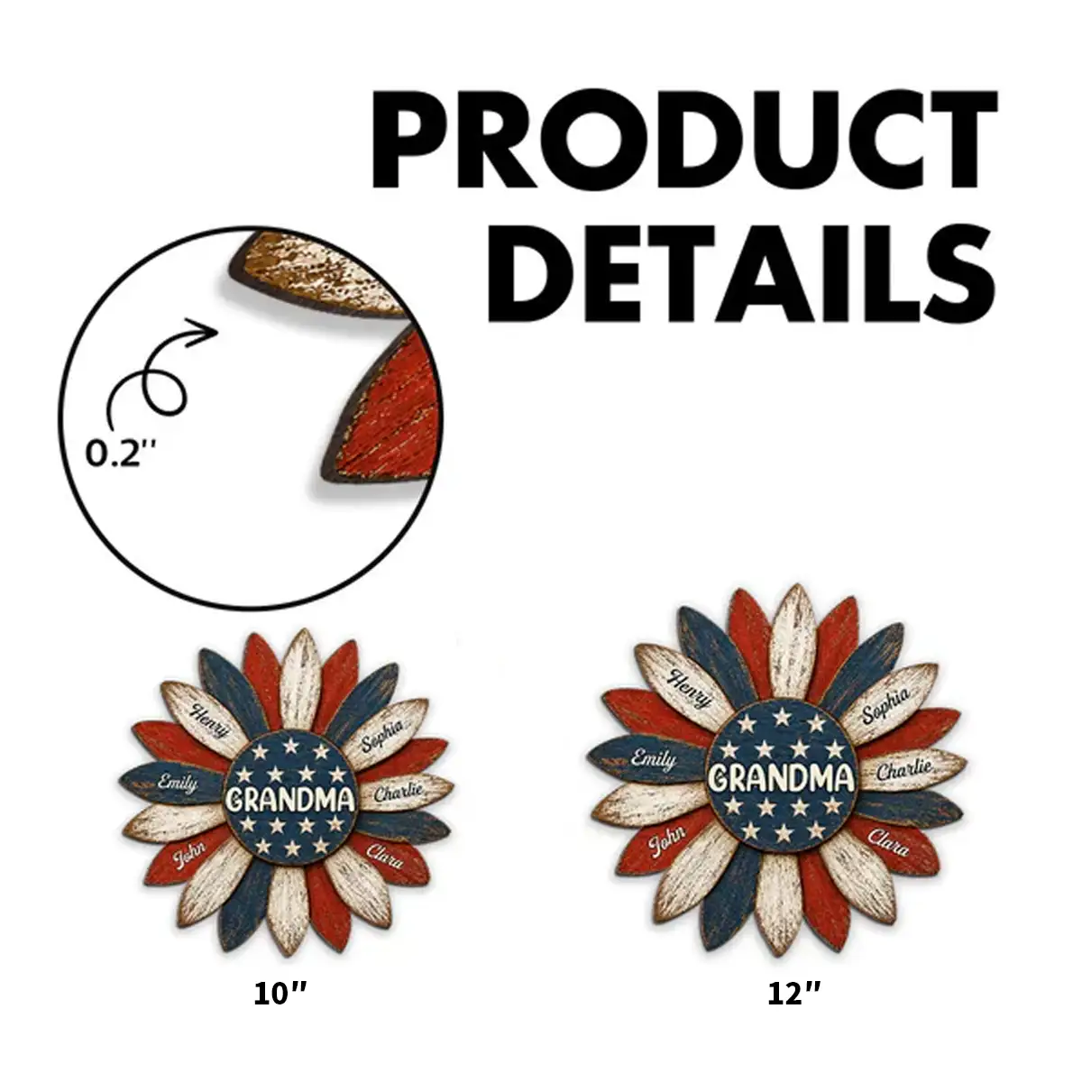 Personalized Grandma Wooden Sign, Patriotic Sunflower Porch Decor, Unique Creative Gift for Grandma - Image 4