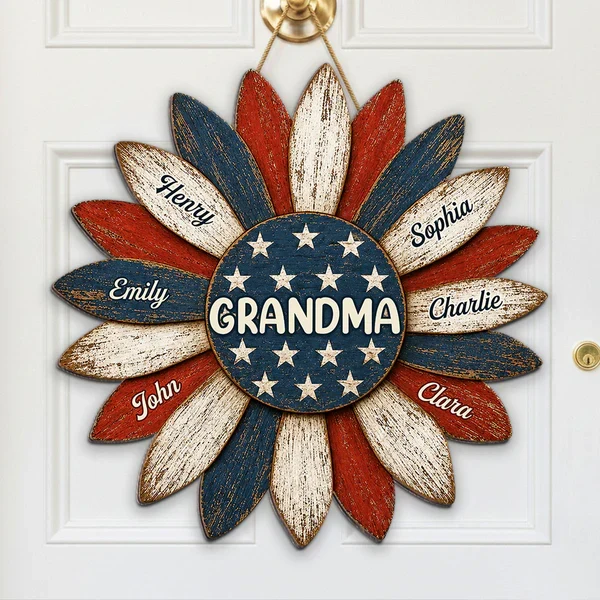 Personalized Grandma Wooden Sign, Patriotic Sunflower Porch Decor, Unique Creative Gift for Grandma - Image 8