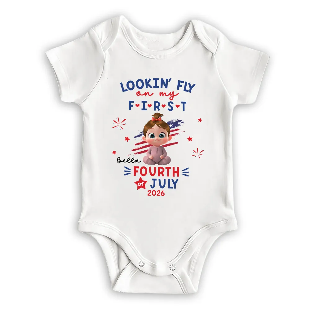 Personalized Baby Onesie, First Fourth Of July Outfit With Cute Patriotic Print, Unique Baby Gift - Image 2