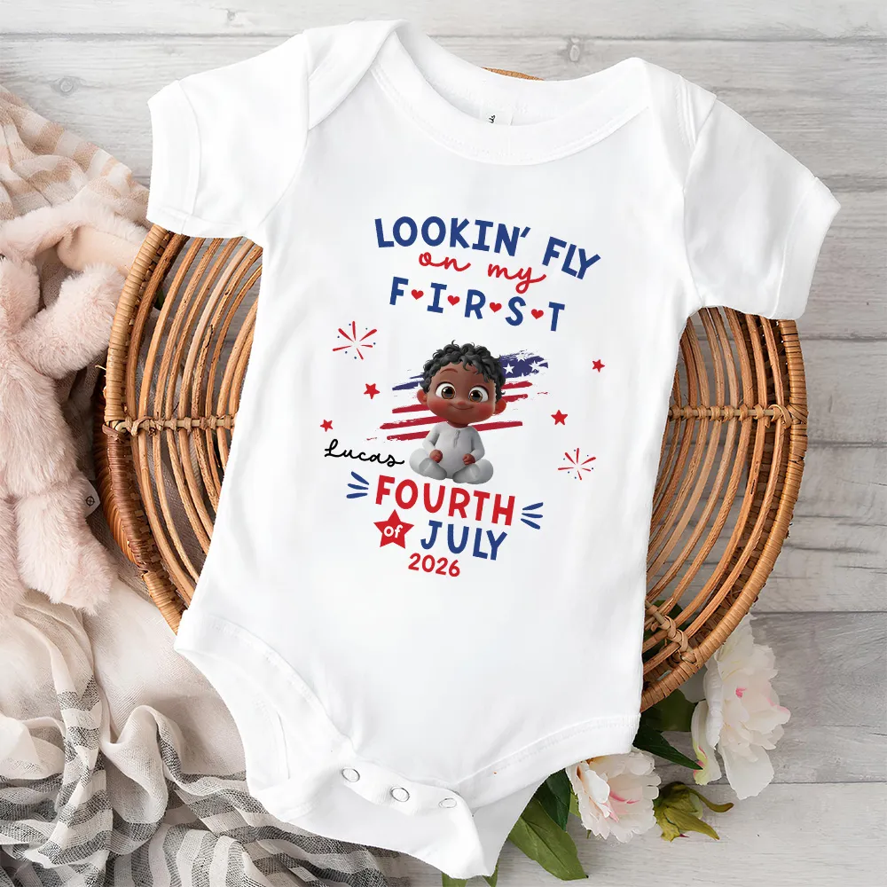 Personalized Baby Onesie, First Fourth Of July Outfit With Cute Patriotic Print, Unique Baby Gift - Image 3