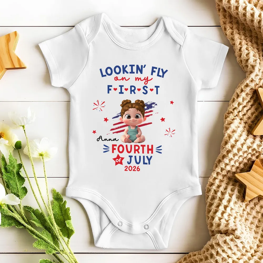 Personalized Baby Onesie, First Fourth Of July Outfit With Cute Patriotic Print, Unique Baby Gift - Image 4