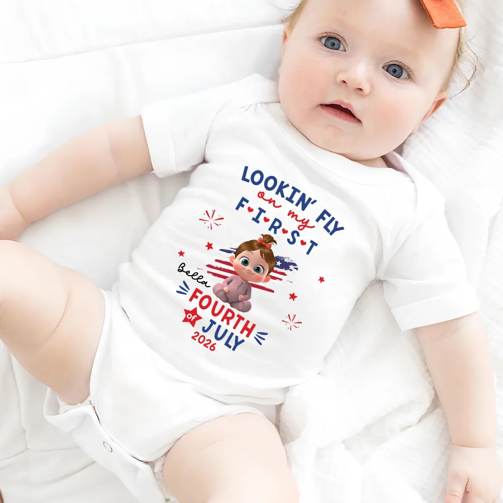 Personalized Baby Onesie, First Fourth Of July Outfit With Cute Patriotic Print, Unique Baby Gift - Image 6