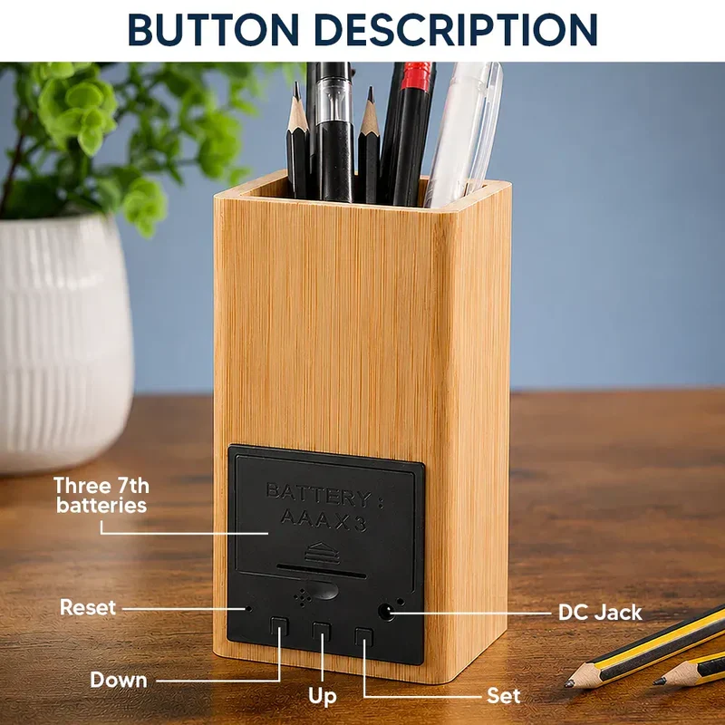 Personalized Wooden Pen Holder Clock, Brother Fist Bump Desk Organizer, Unique Gift for Brother - Image 5