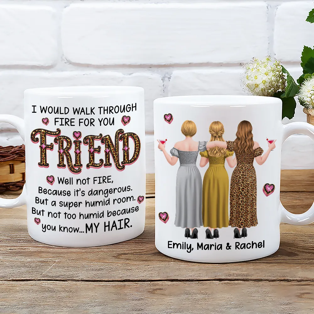 Personalized Bestie Ceramic Mug With Funny Fire Quote & Back View Friends, Unique Gift for Best Friend - Image 3