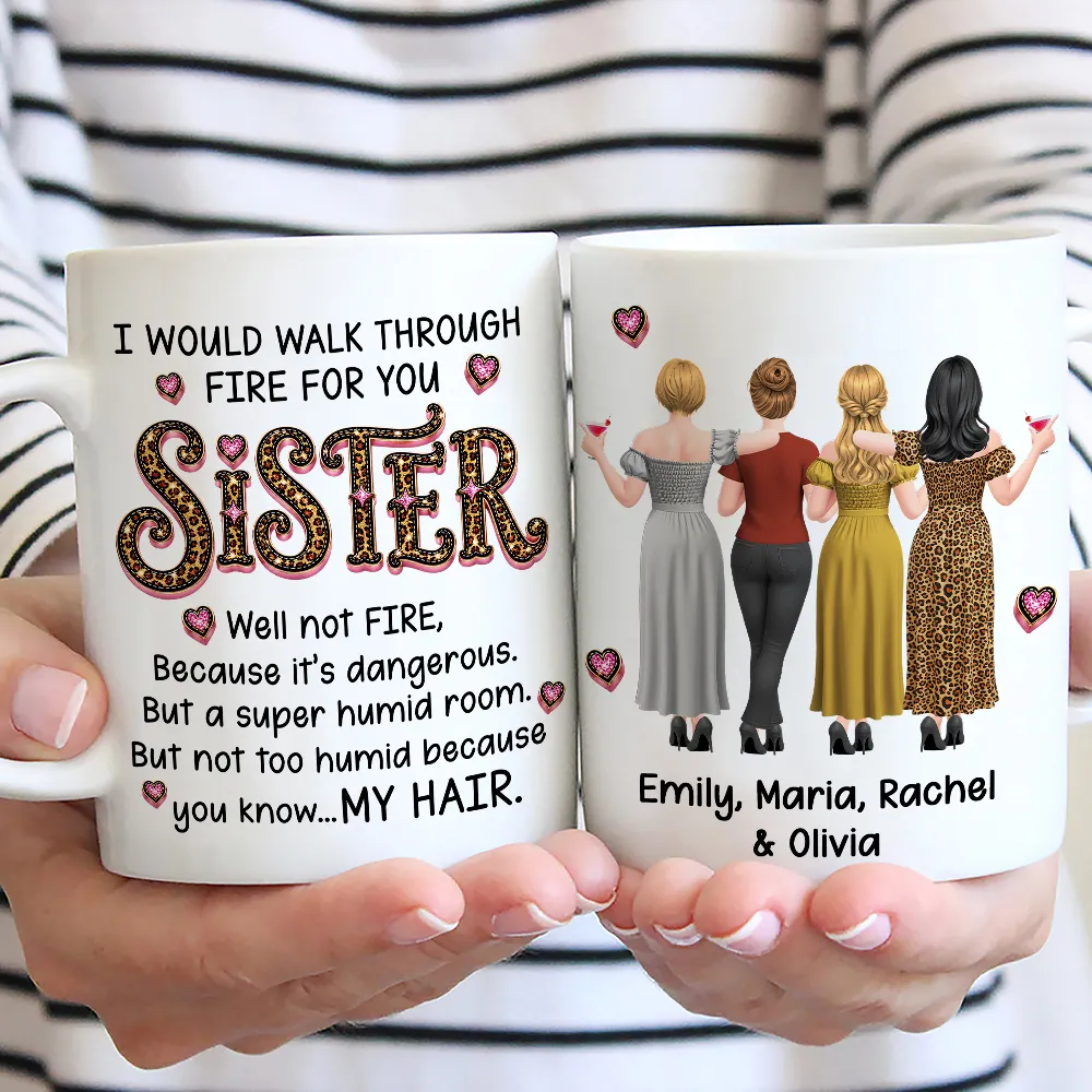 Personalized Bestie Ceramic Mug With Funny Fire Quote & Back View Friends, Unique Gift for Best Friend - Image 4