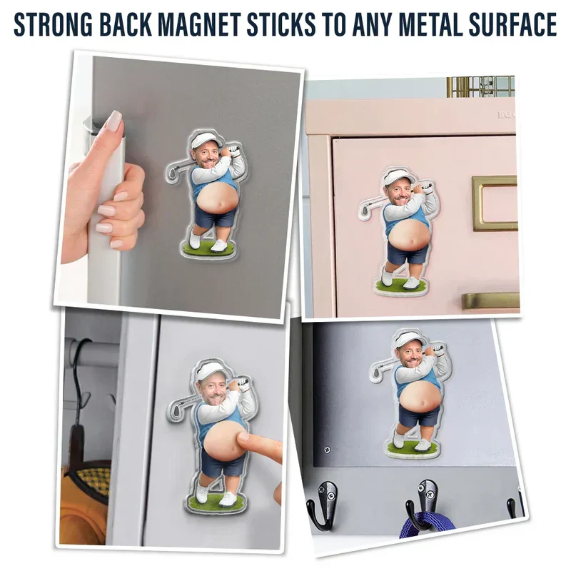 Personalized Custom Photo Silicone Belly Acrylic Magnet, Golf Dad Squishy Fridge Decor, Unique Creative Gift - Image 5