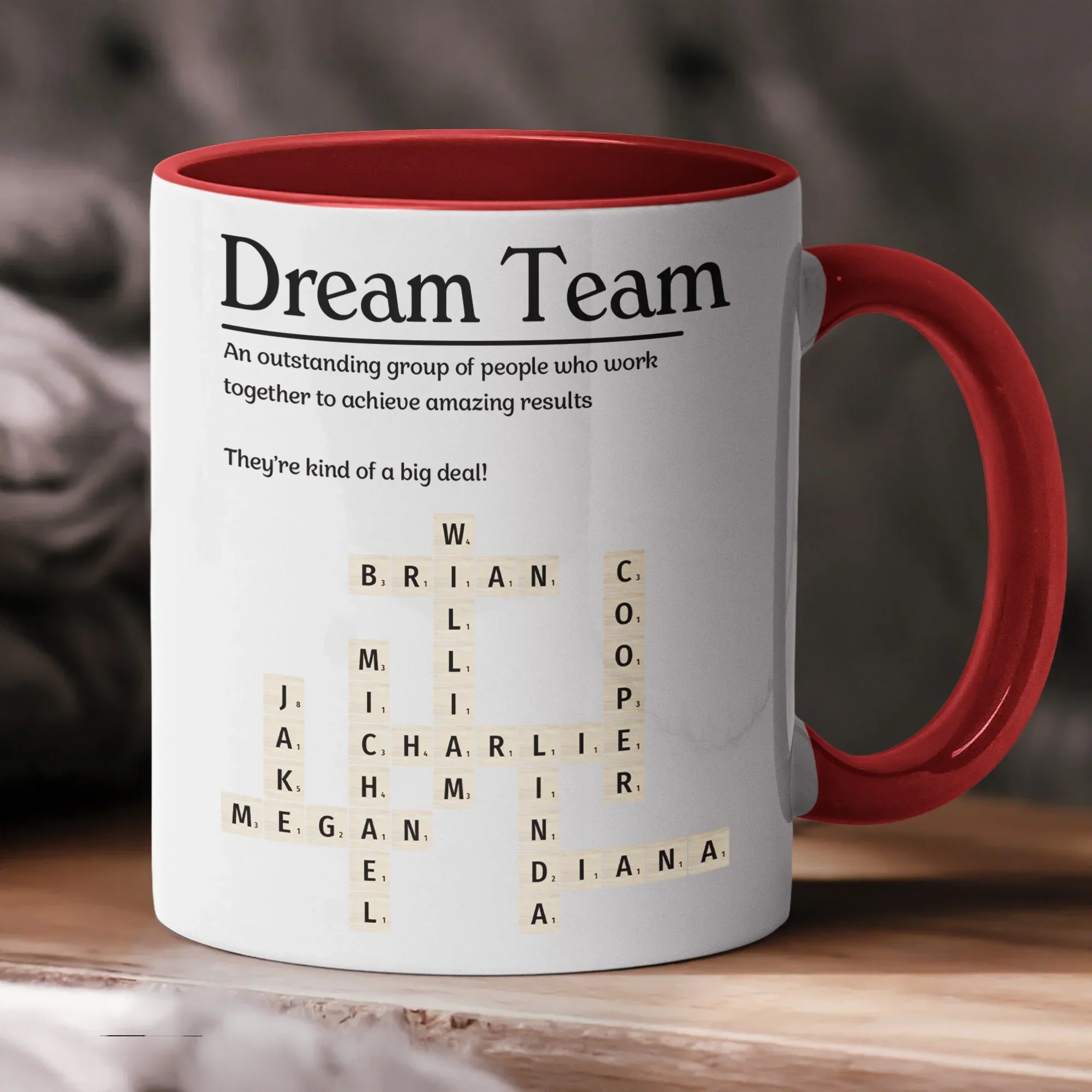 Personalized Ceramic Mug, Custom Scrabble Style Team Layout, Unique Coworker Gift for Office Coffee - Image 2