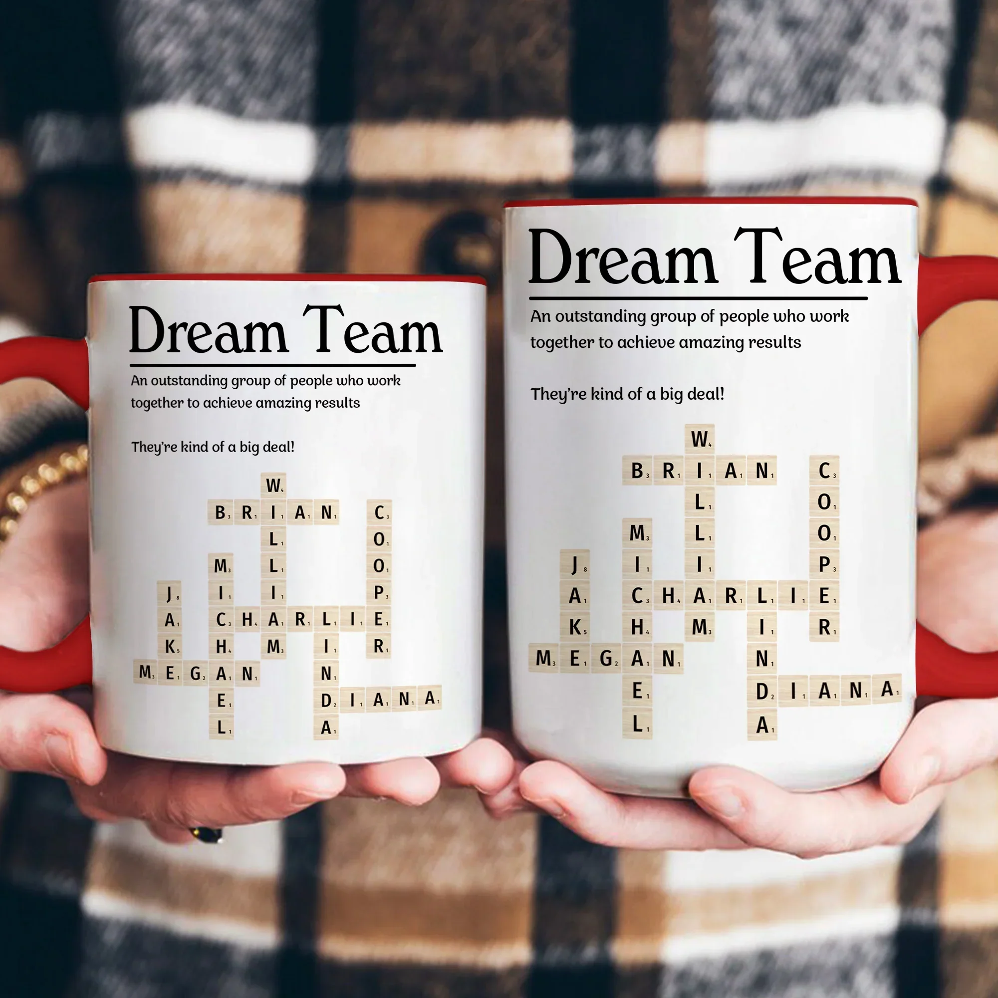 Personalized Ceramic Mug, Custom Scrabble Style Team Layout, Unique Coworker Gift for Office Coffee - Image 5