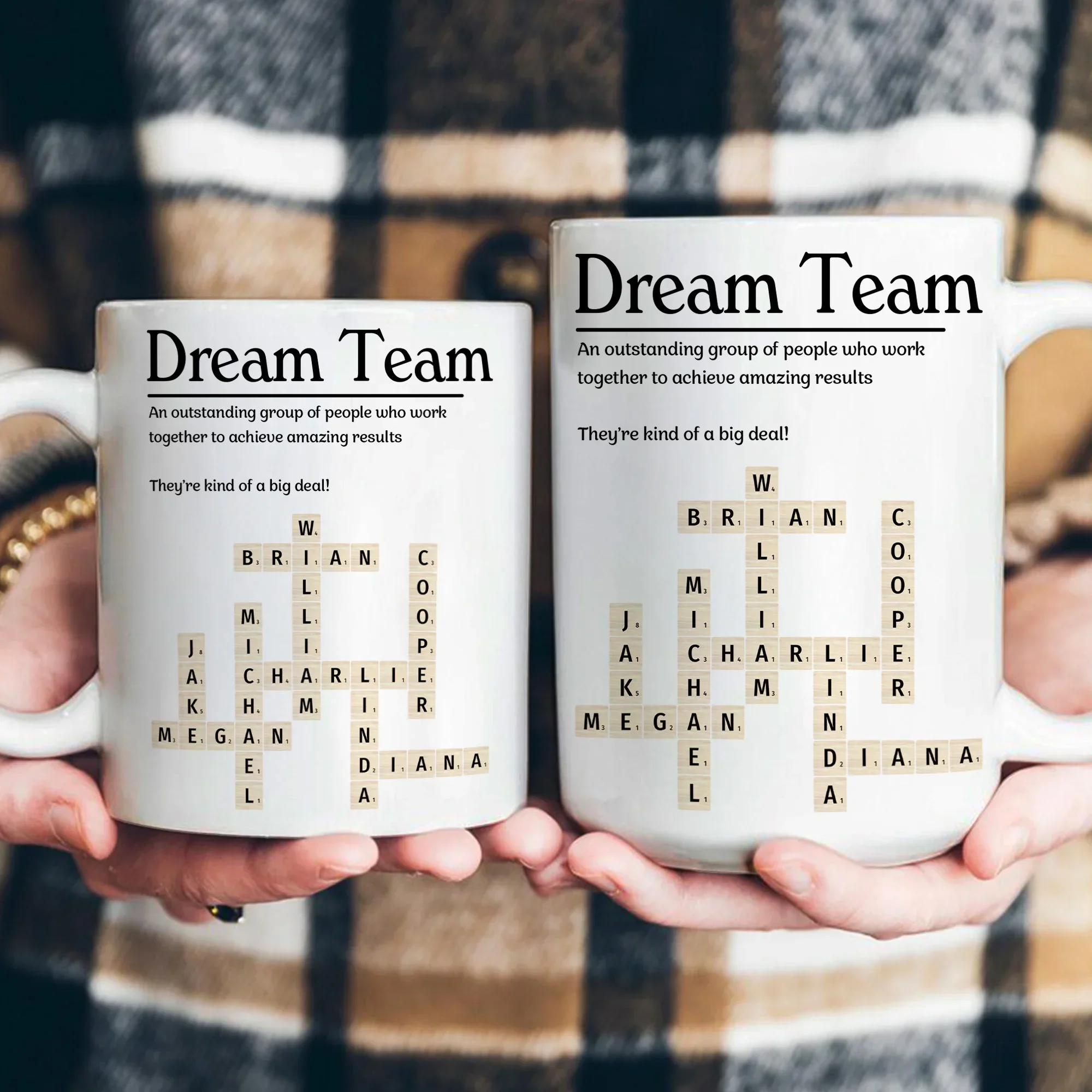 Personalized Ceramic Mug, Custom Scrabble Style Team Layout, Unique Coworker Gift for Office Coffee - Image 6
