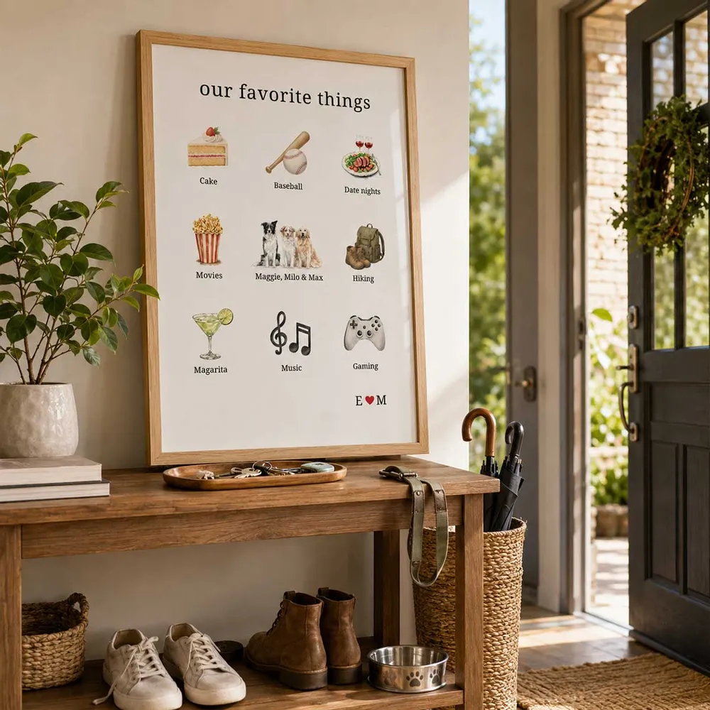 Personalized Poster with Favorite Things Icons, Couple & Dog Wall Art, Unique Creative Gift - Image 2