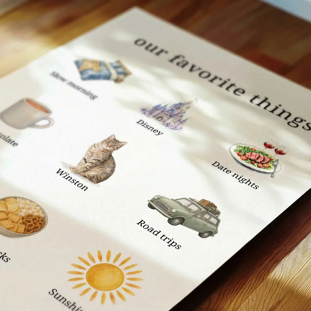 Personalized Poster with Favorite Things Icons, Couple & Dog Wall Art, Unique Creative Gift - Image 8