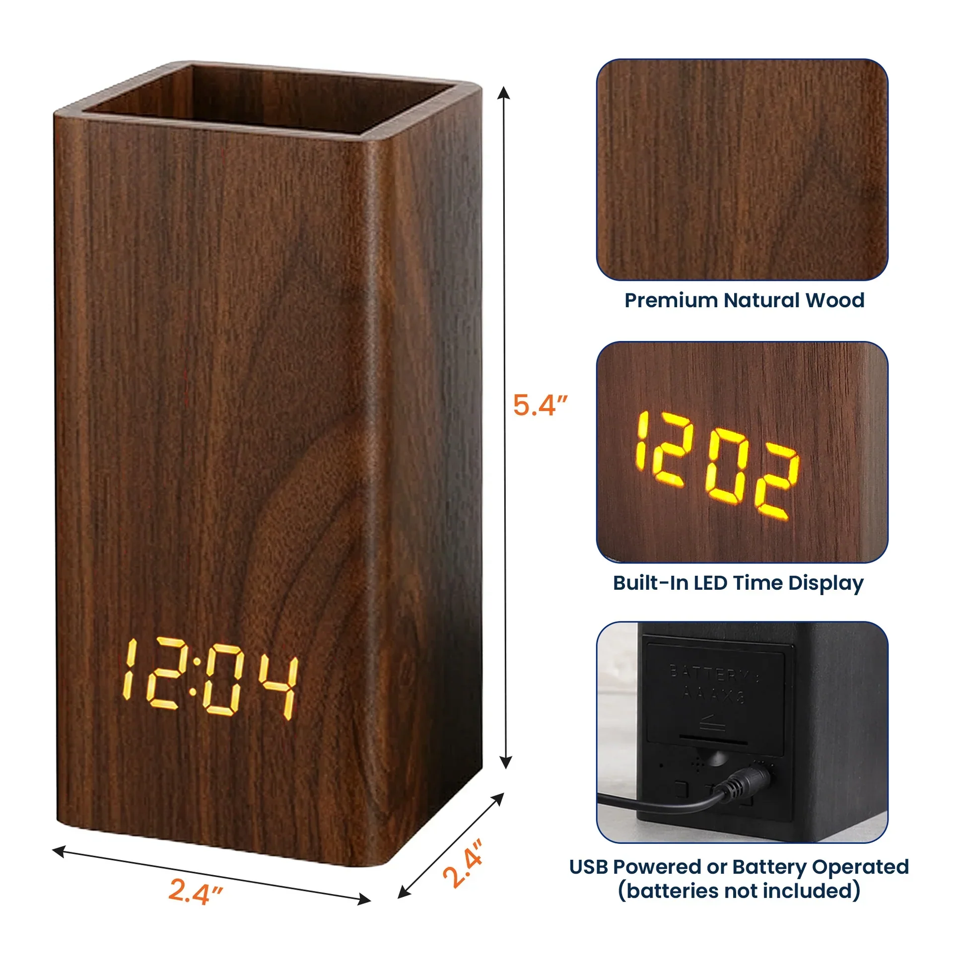Wooden Pen Holder Clock, Always Remember Photo Design, Creative Gift for Teacher or Coworker - Image 4