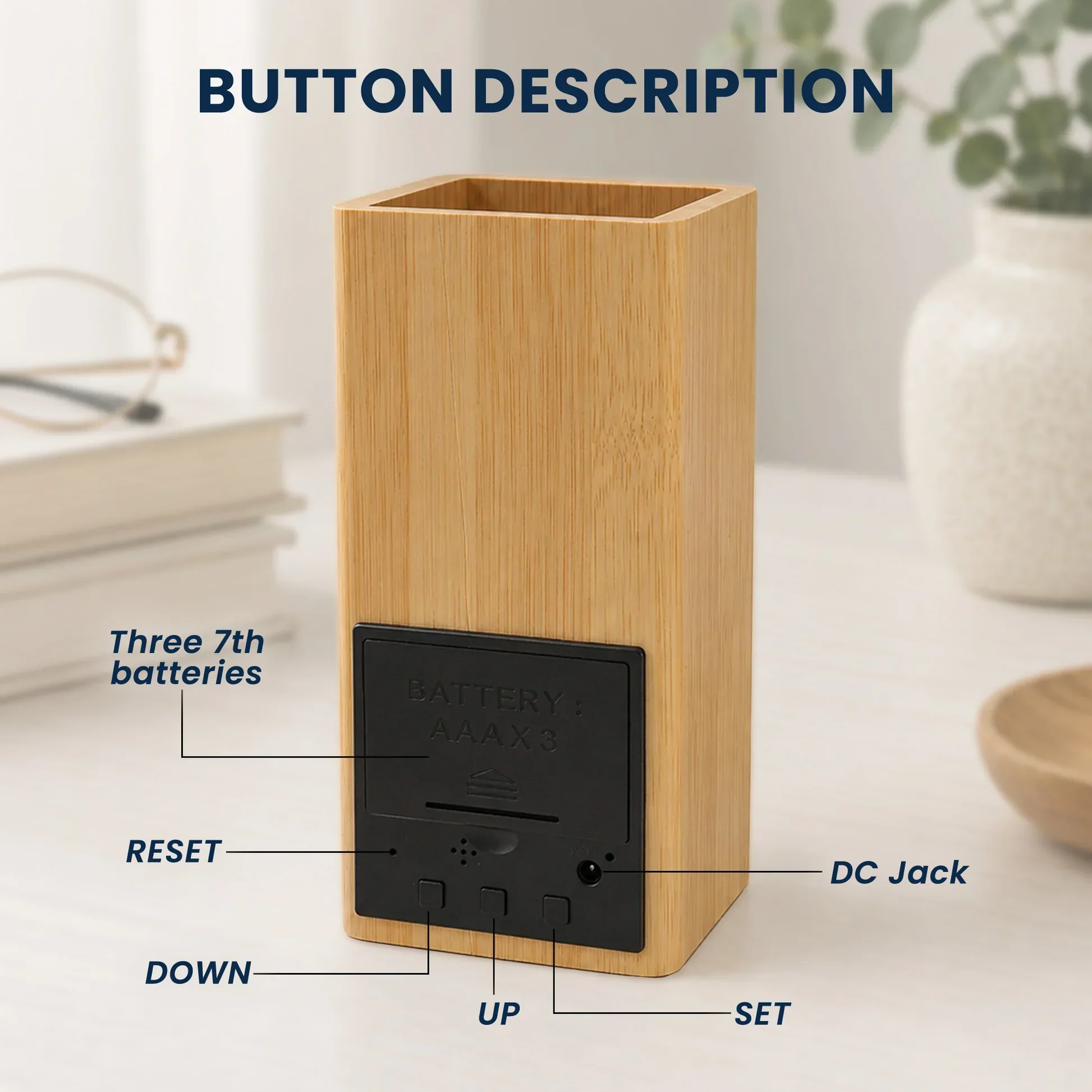 Wooden Pen Holder Clock, Always Remember Photo Design, Creative Gift for Teacher or Coworker - Image 6