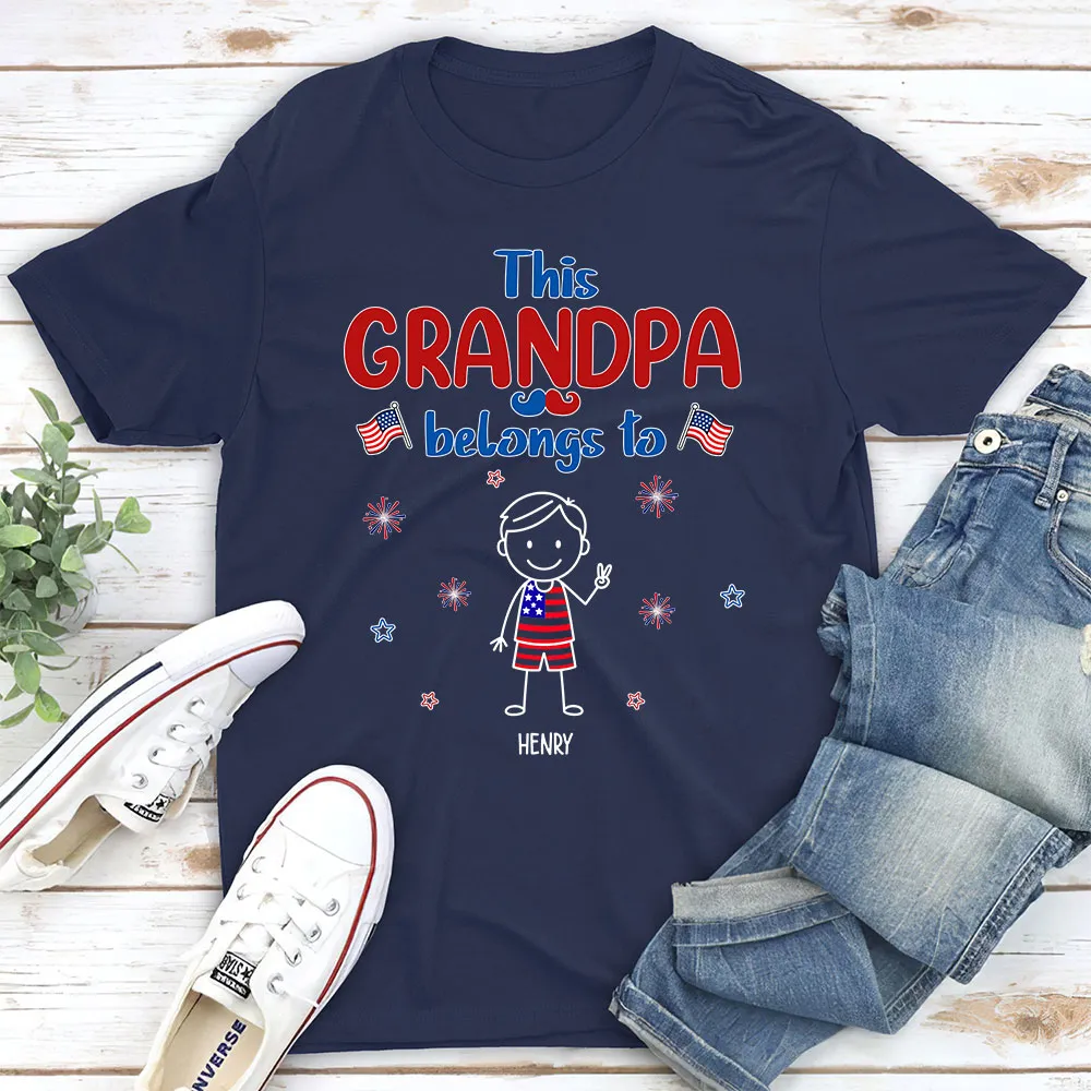 This Grandpa Belongs To Classic Tee, Custom Grandkids Shirt, Heartwarming Unique Creative Gift - Image 7