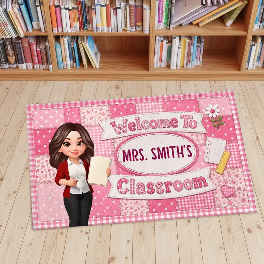 Standard Doormat for Teacher, Custom Pastel Classroom Entry Decor, Creative Back to School Gift