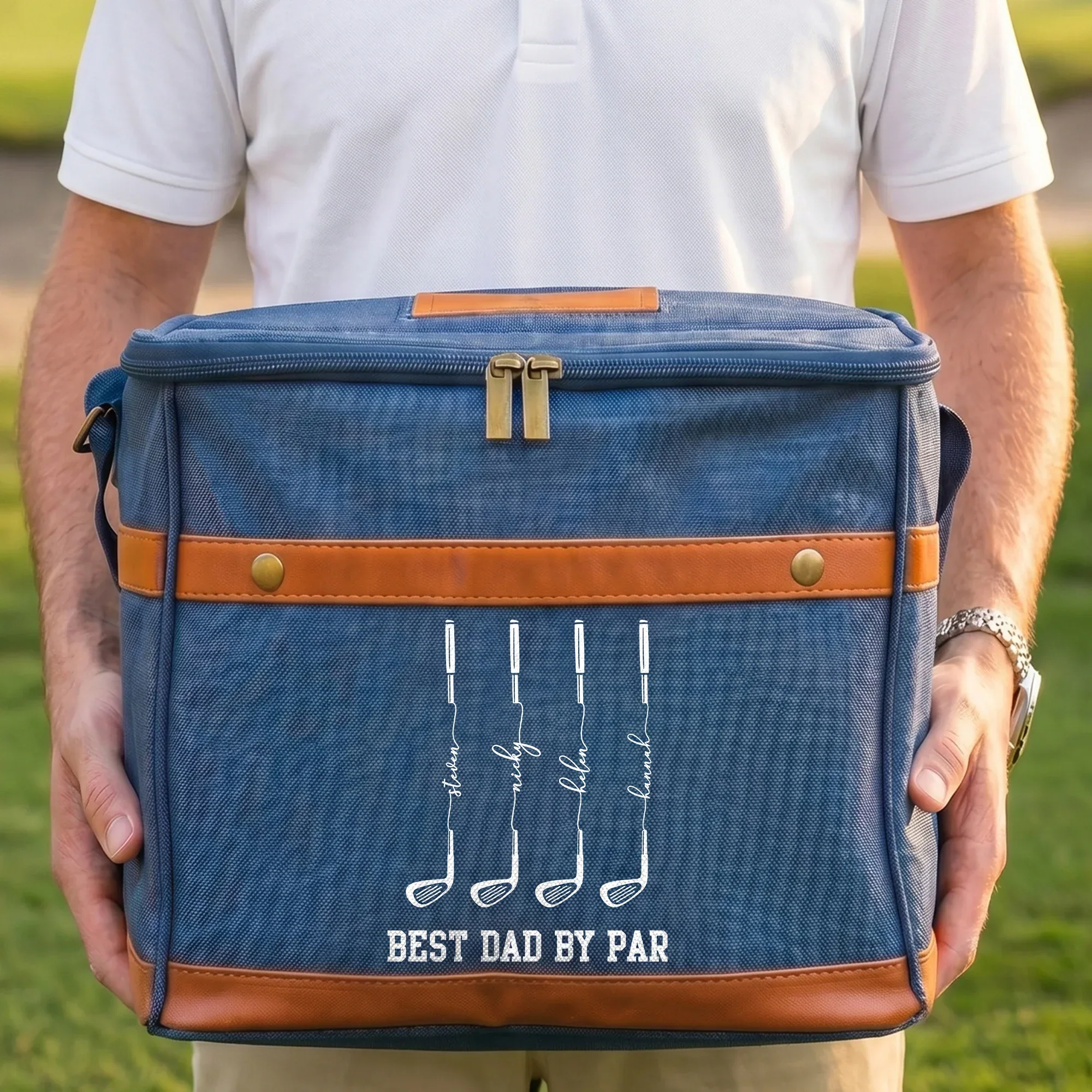 Personalized Golf Cooler Bag, Olive Drink Tote With Club Art, Unique Gift For Golf Lover - Image 2