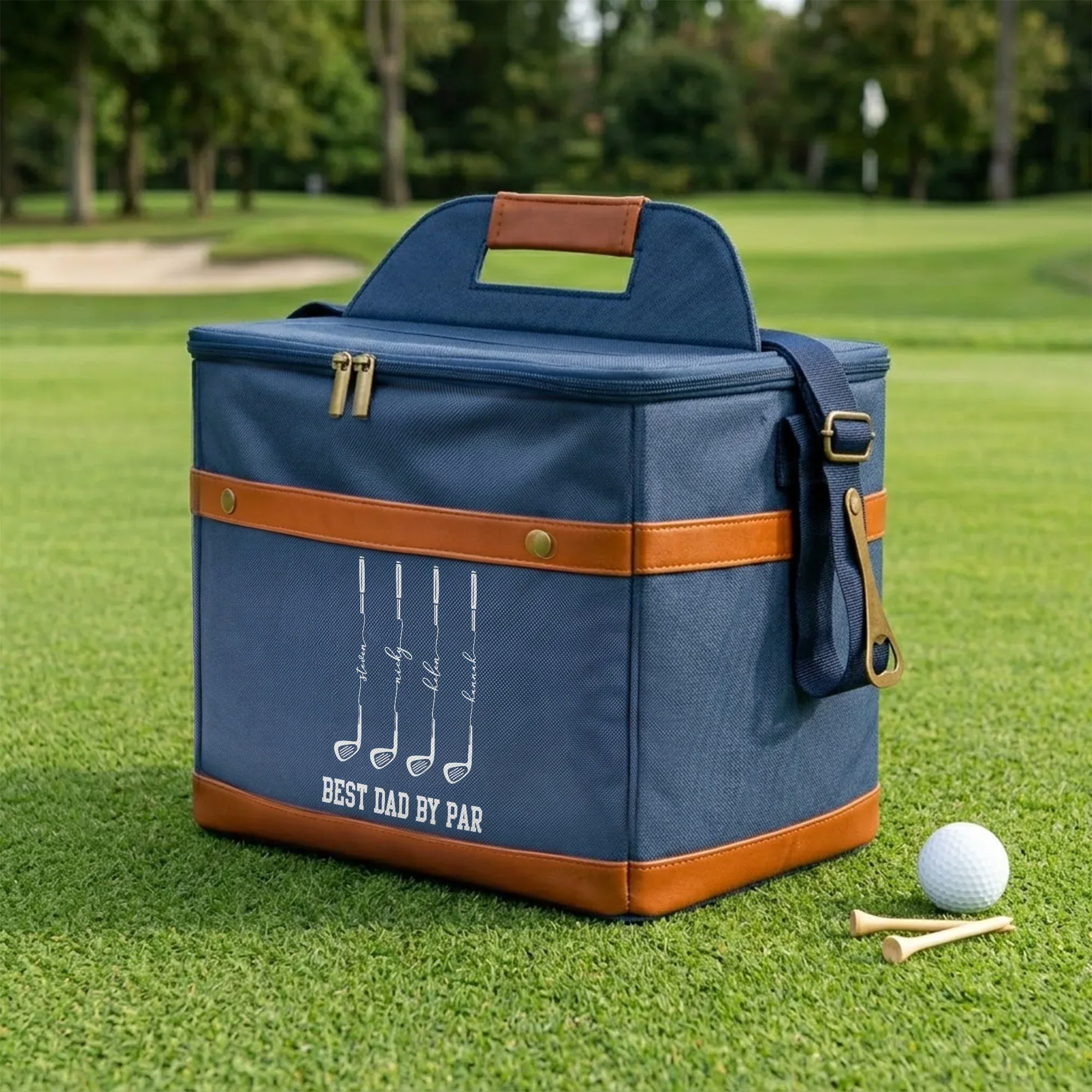 Personalized Golf Cooler Bag, Olive Drink Tote With Club Art, Unique Gift For Golf Lover - Image 3