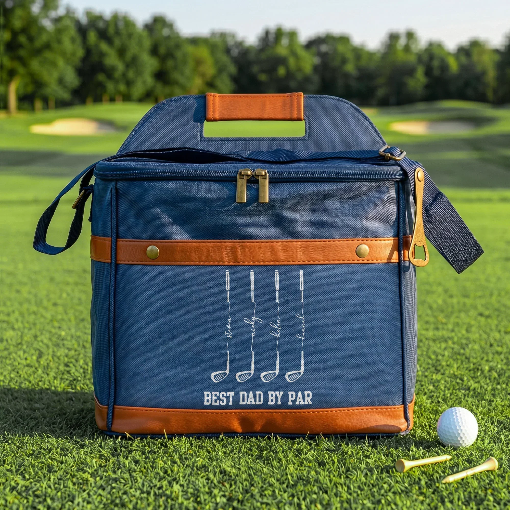 Personalized Golf Cooler Bag, Olive Drink Tote With Club Art, Unique Gift For Golf Lover - Image 5