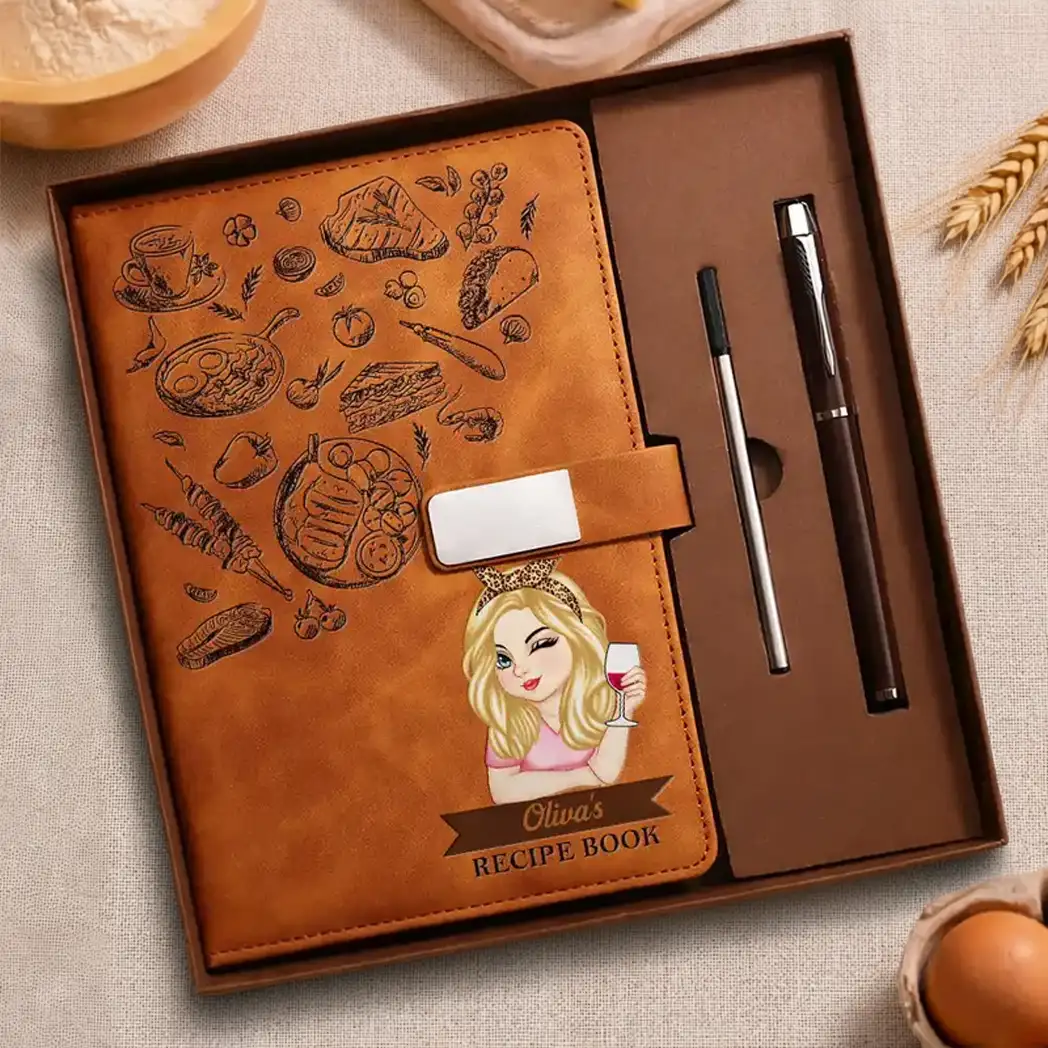 Personalized Metal Buckle Notebook Set, Recipe Book for Home Cooks, Unique Creative Gift