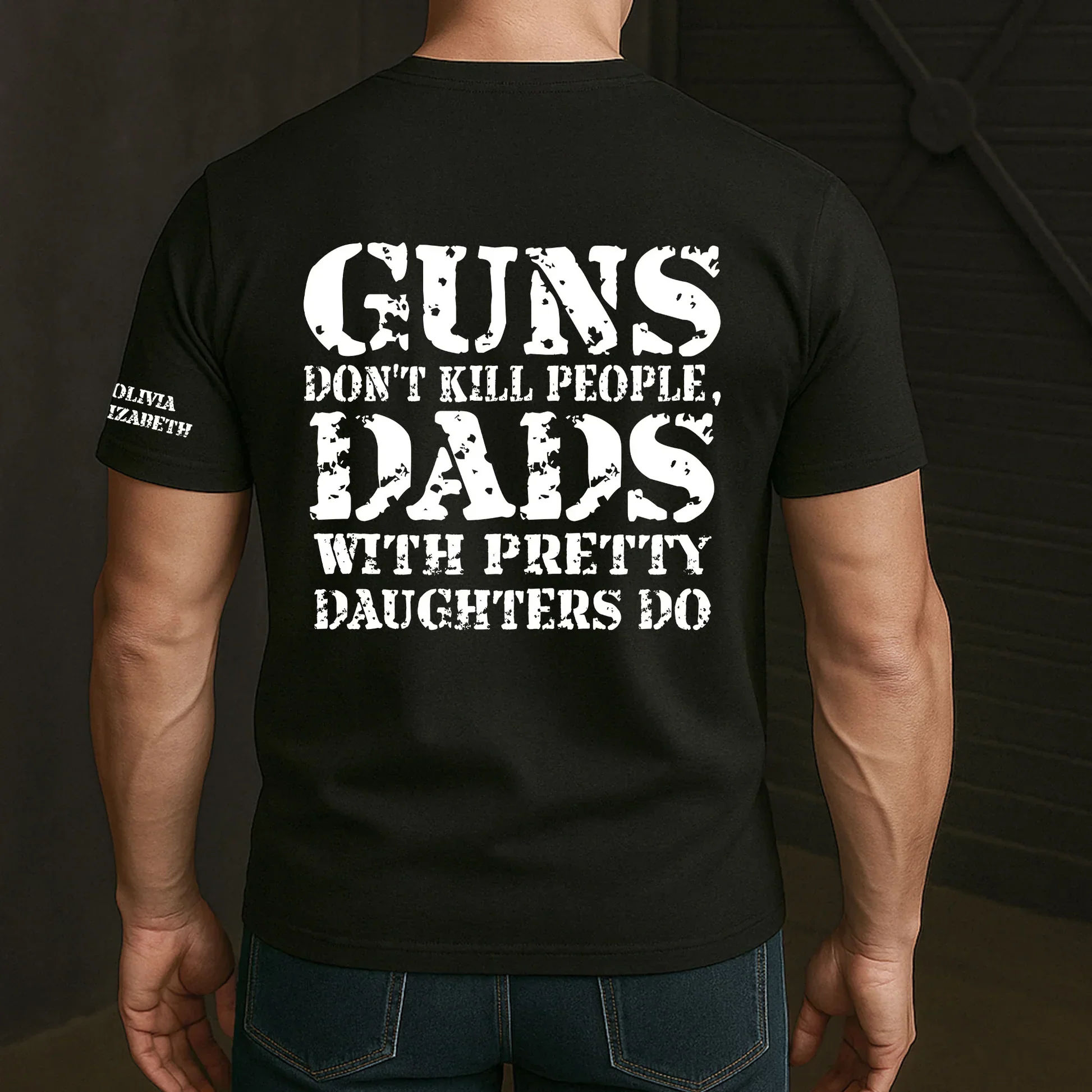 Personalized Dual Print Classic Tee for Dad, Protective Daughter Humor, Unique Creative Gift - Image 2