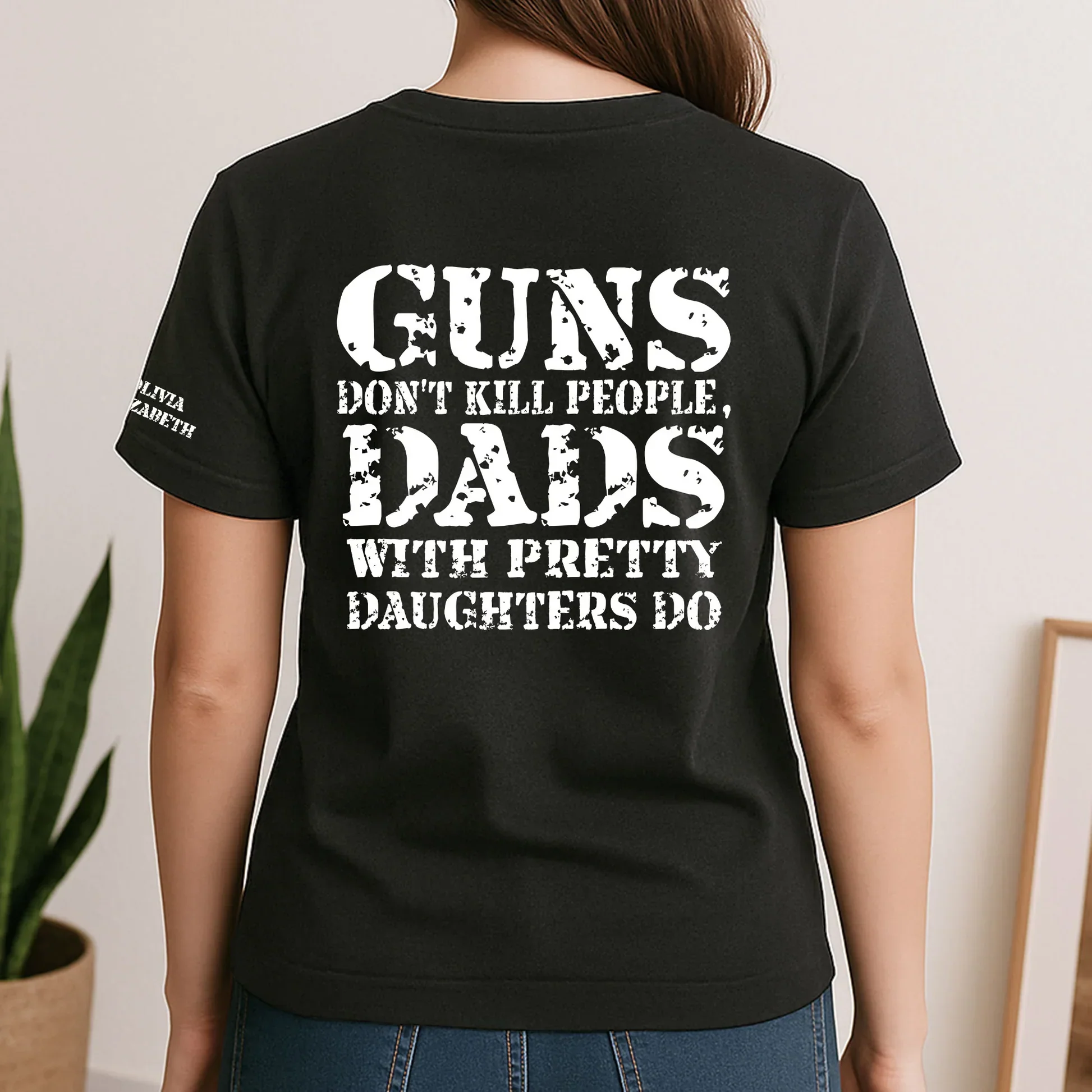 Personalized Dual Print Classic Tee for Dad, Protective Daughter Humor, Unique Creative Gift - Image 3