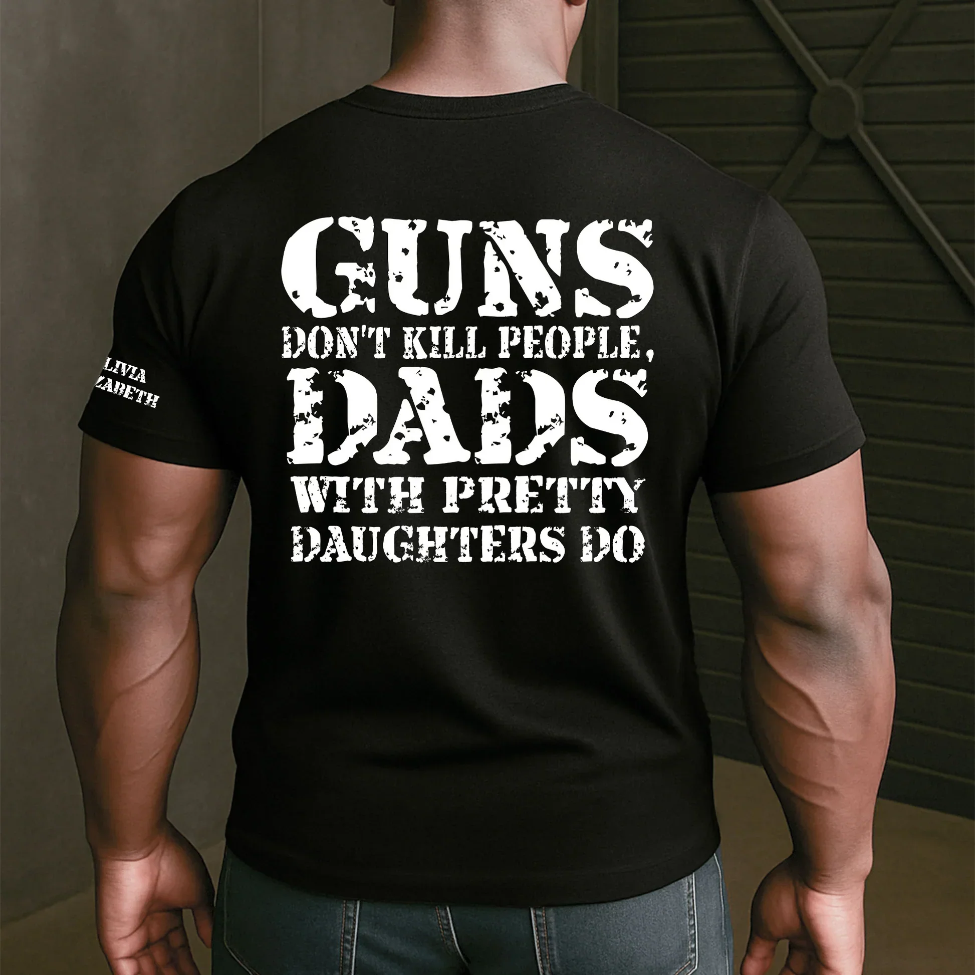 Personalized Dual Print Classic Tee for Dad, Protective Daughter Humor, Unique Creative Gift - Image 4