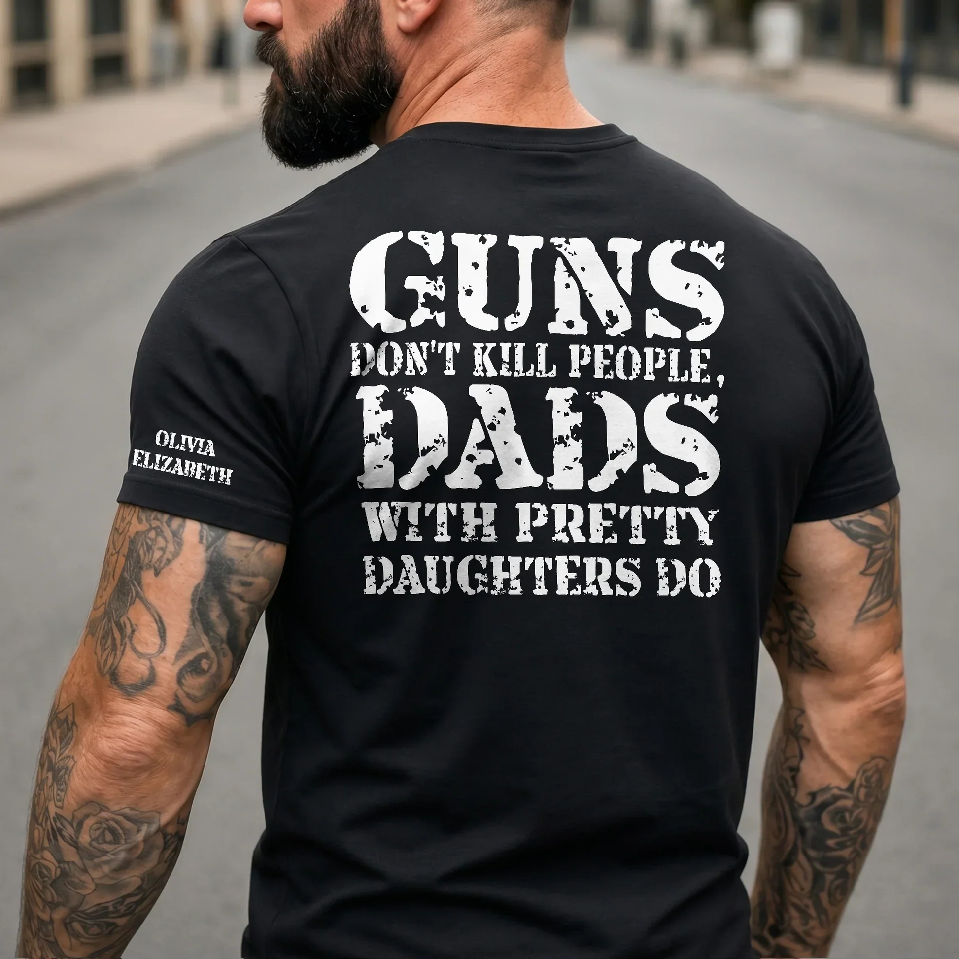 Personalized Dual Print Classic Tee for Dad, Protective Daughter Humor, Unique Creative Gift - Image 7