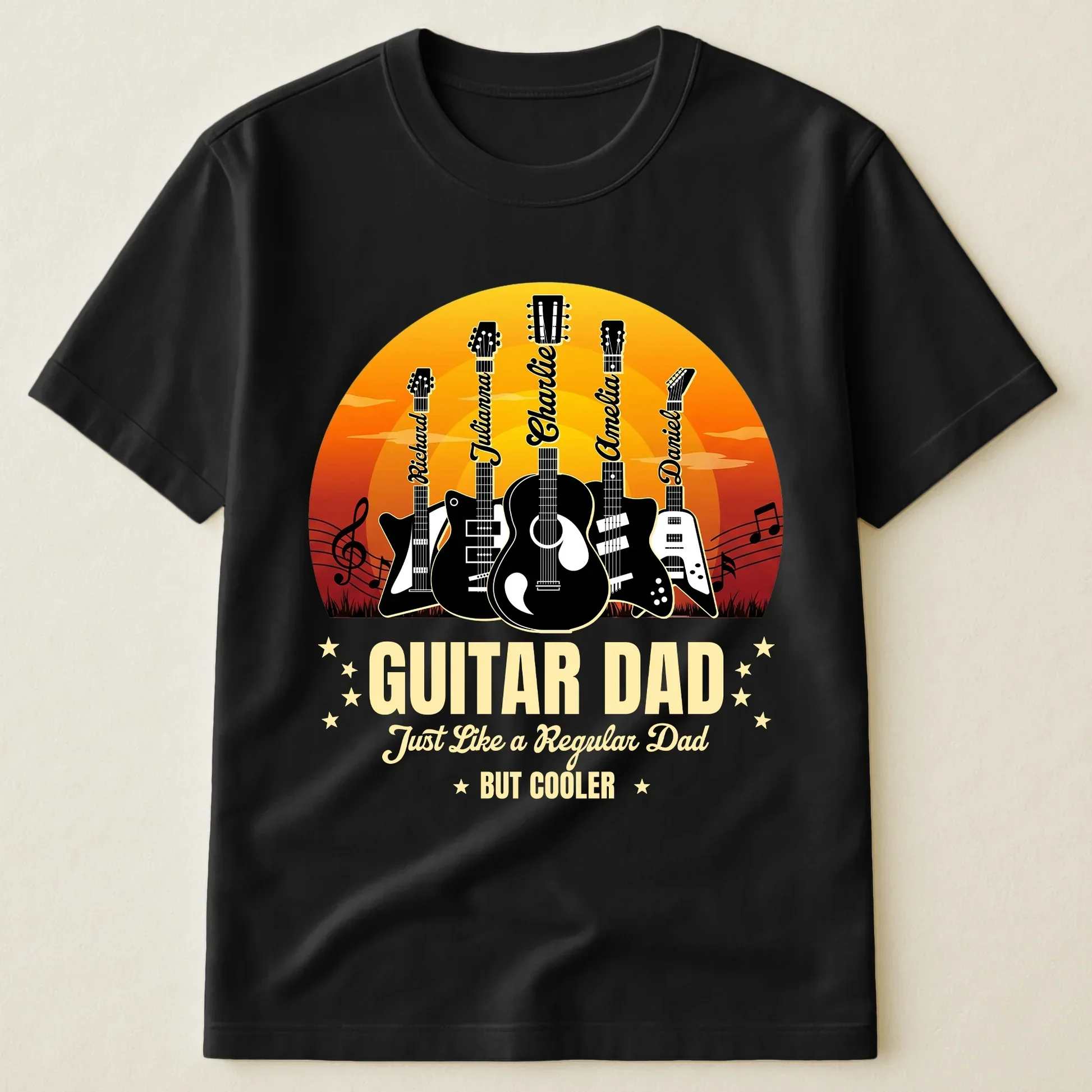 Guitar Dad Classic Tee, Funny Custom Music Shirt, Creative Gift for Dad From Family - Image 2