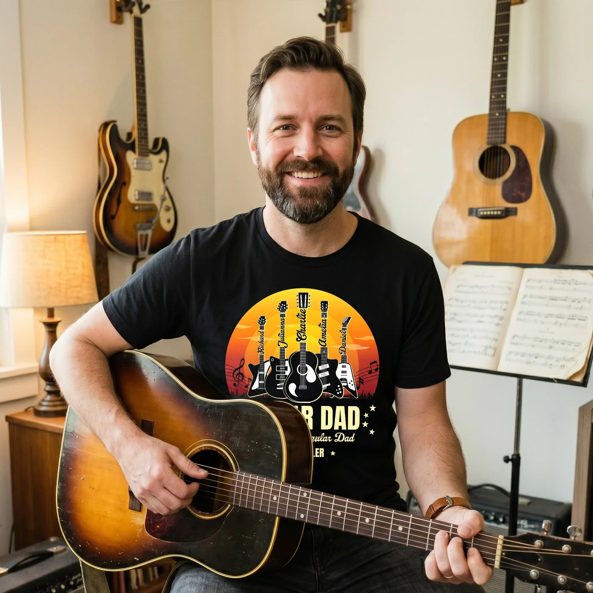 Guitar Dad Classic Tee, Funny Custom Music Shirt, Creative Gift for Dad From Family - Image 3