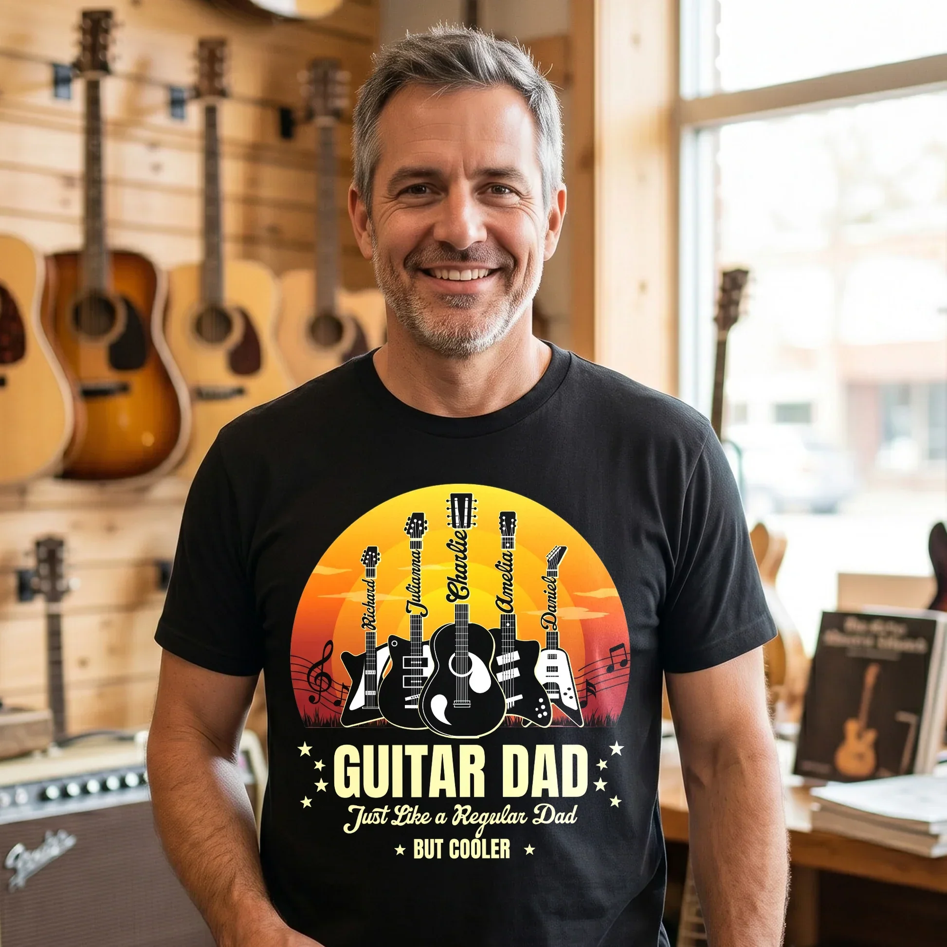 Guitar Dad Classic Tee, Funny Custom Music Shirt, Creative Gift for Dad From Family - Image 4
