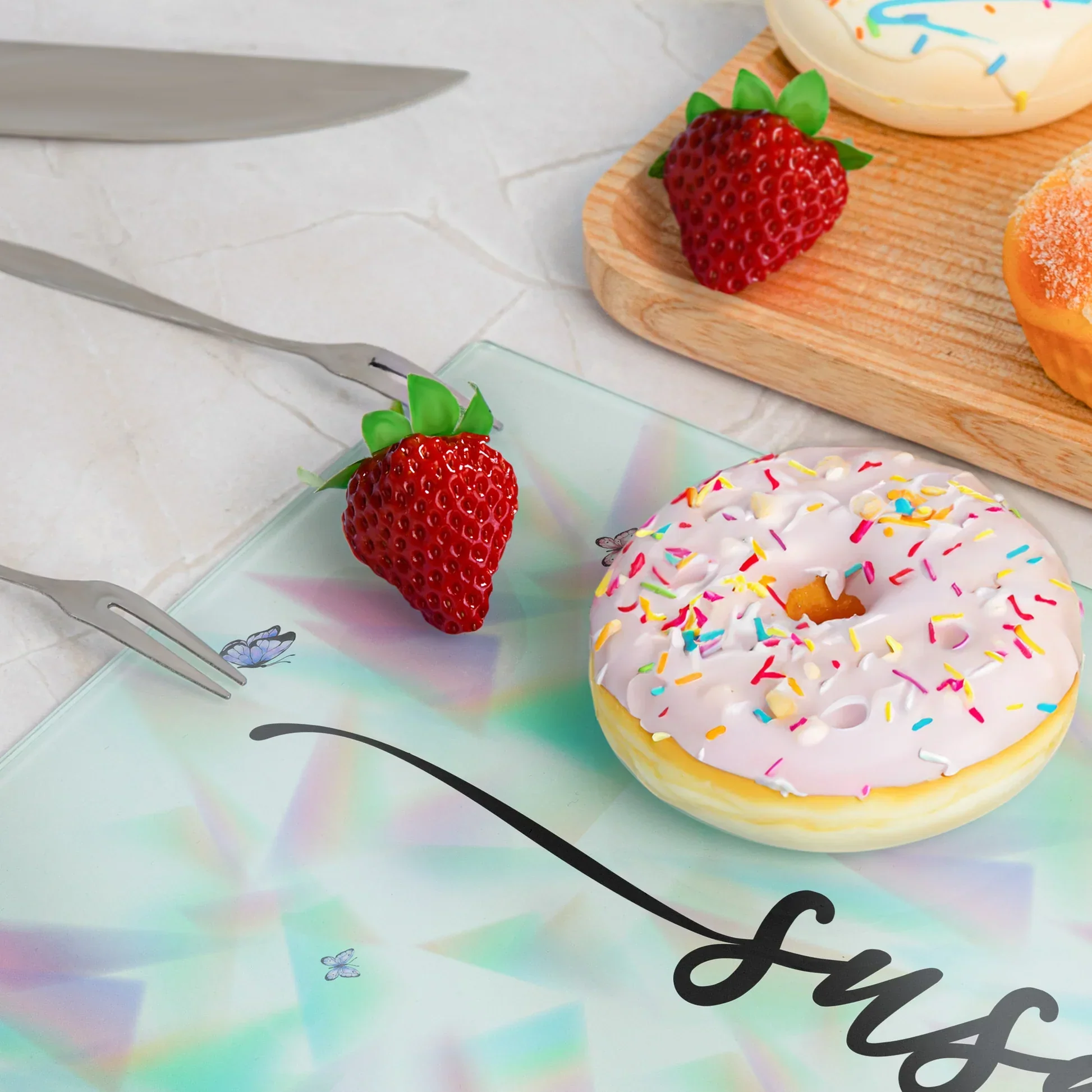 Tempered Glass Cutting Board With Custom Script Name, Watercolor Flowers, Creative Kitchen Gift for Her - Image 6