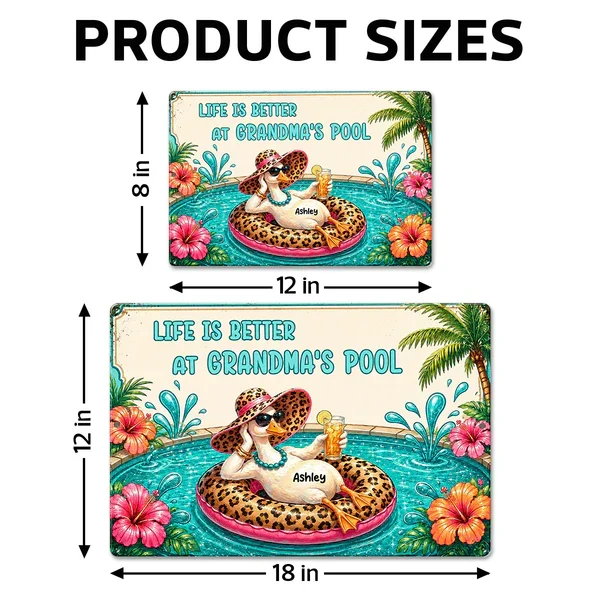 Personalized Rectangular Iron Sign, Life Is Better At Grandma's Pool, Unique Gift For Grandma - Image 4