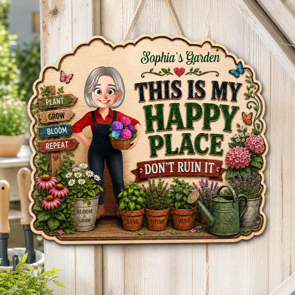 Personalized Wooden Sign for Garden Lovers, Cute Standing Gardener Art, Unique Gift for Plant Lovers - Image 2