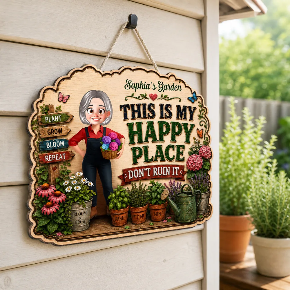Personalized Wooden Sign for Garden Lovers, Cute Standing Gardener Art, Unique Gift for Plant Lovers - Image 3