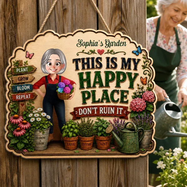 Personalized Wooden Sign for Garden Lovers, Cute Standing Gardener Art, Unique Gift for Plant Lovers - Image 7