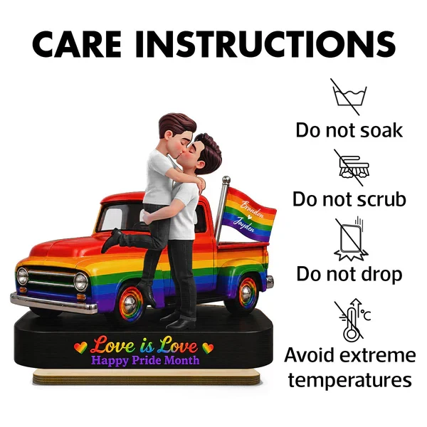 Personalized 2-Layer Wooden Plaque, LGBT Couple Rainbow Truck, Unique Gift for Couple, Pride Decor - Image 5