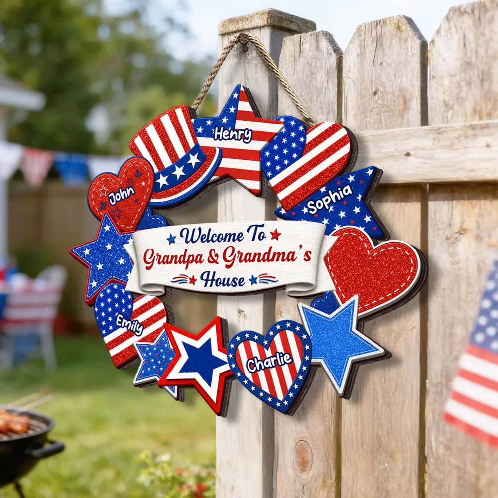 Personalized Wooden Sign, Patriotic 4th of July Porch Decor, Unique Gift for Grandparents - Image 2
