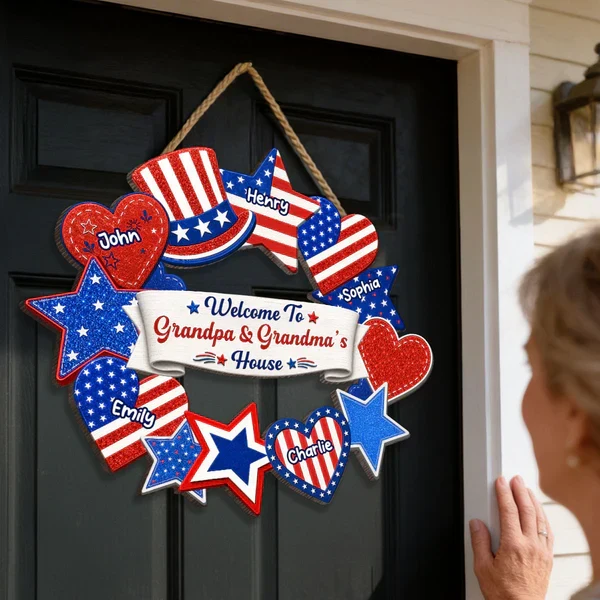 Personalized Wooden Sign, Patriotic 4th of July Porch Decor, Unique Gift for Grandparents - Image 3