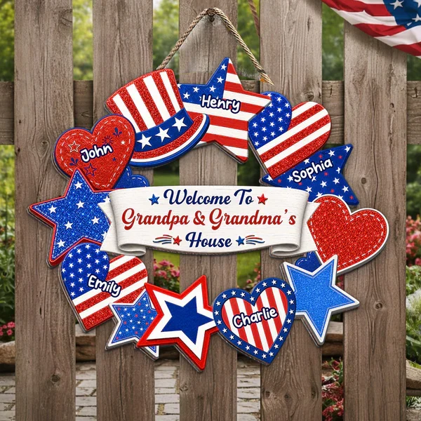 Personalized Wooden Sign, Patriotic 4th of July Porch Decor, Unique Gift for Grandparents - Image 6