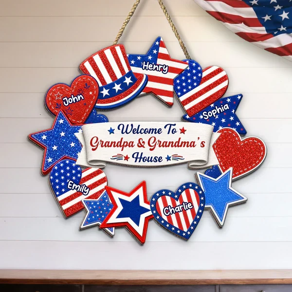 Personalized Wooden Sign, Patriotic 4th of July Porch Decor, Unique Gift for Grandparents - Image 8
