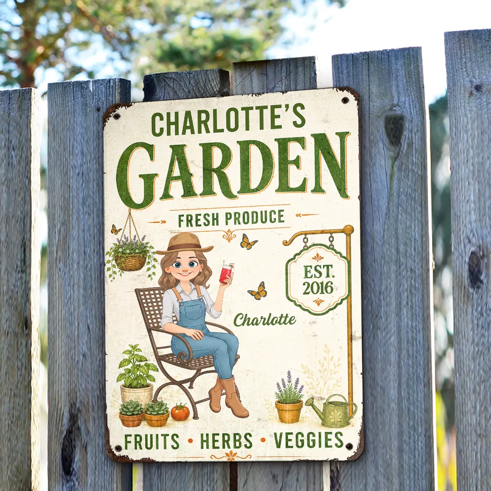 Personalized Rectangular Iron Sign, Vintage Cream Garden Decor for Porch, Unique Gift for Garden Lovers - Image 3